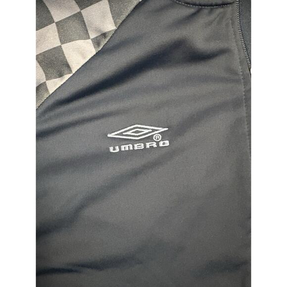 Umbro Men’s Navy Blue Checkerboard Full Zip Track Jacket Soccer Size Large - Picture 2 of 5